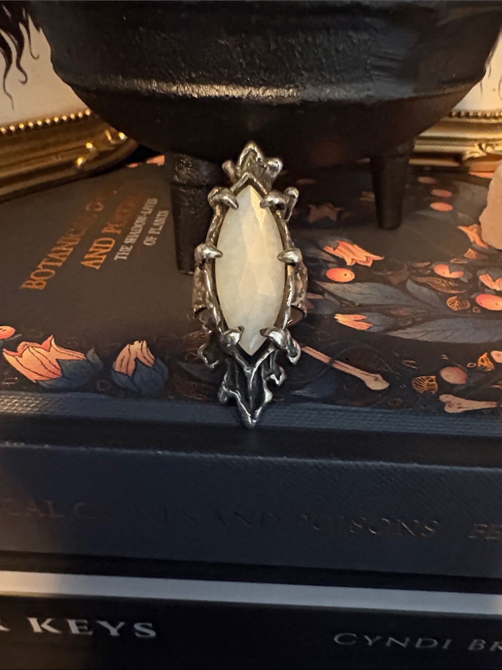 Jamie Spinello Moonstone Marquise Silver Ring